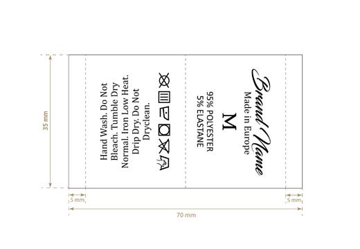 Laundry care and sizes label Model TC-M336